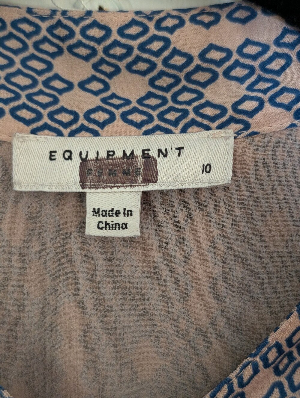 Equipment Femme Sleeveless Silk-Look Maxi Shirt Dress Blue Geometric Print - Picture 4 of 6